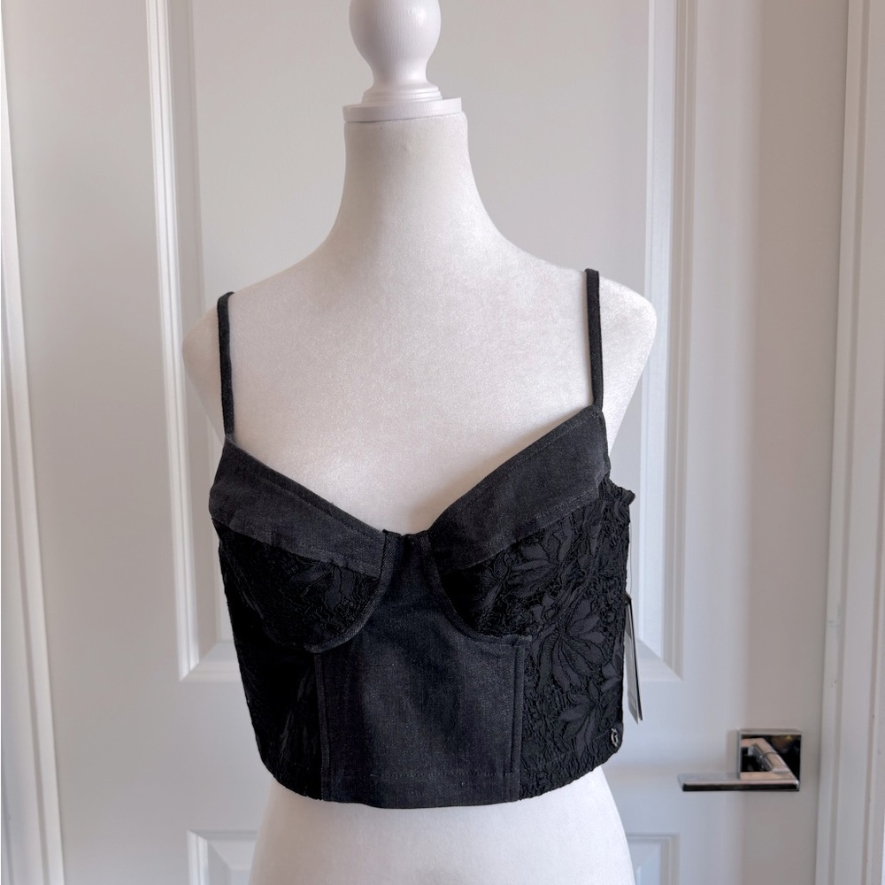 Guess Lelly Women’s Bustier Authentic Lace Black Size Large